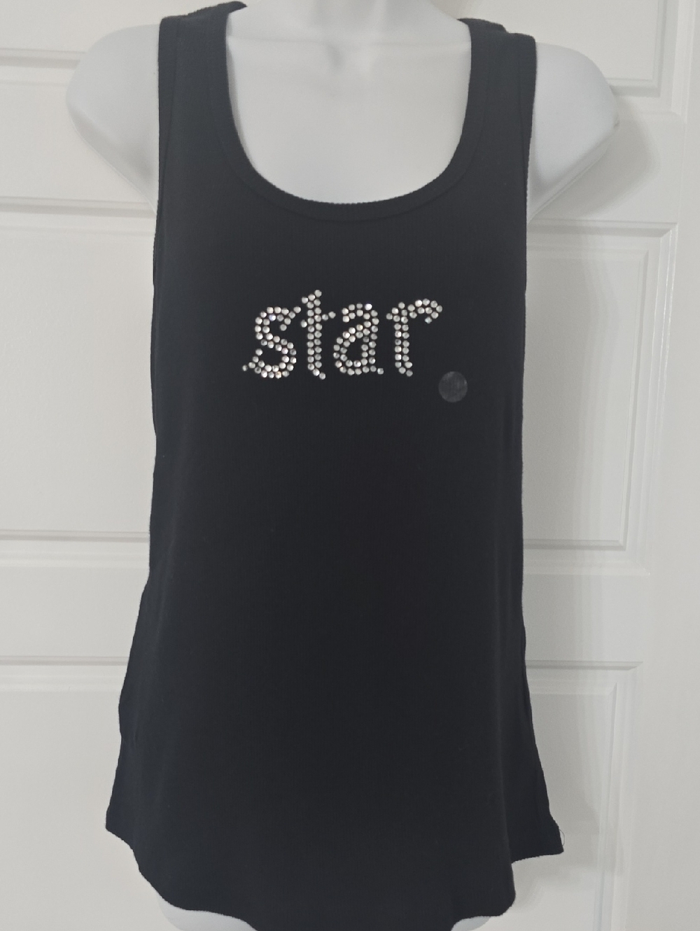Vintage Venezia Black Tank Top with Rhinestone "Star" Size 18/20